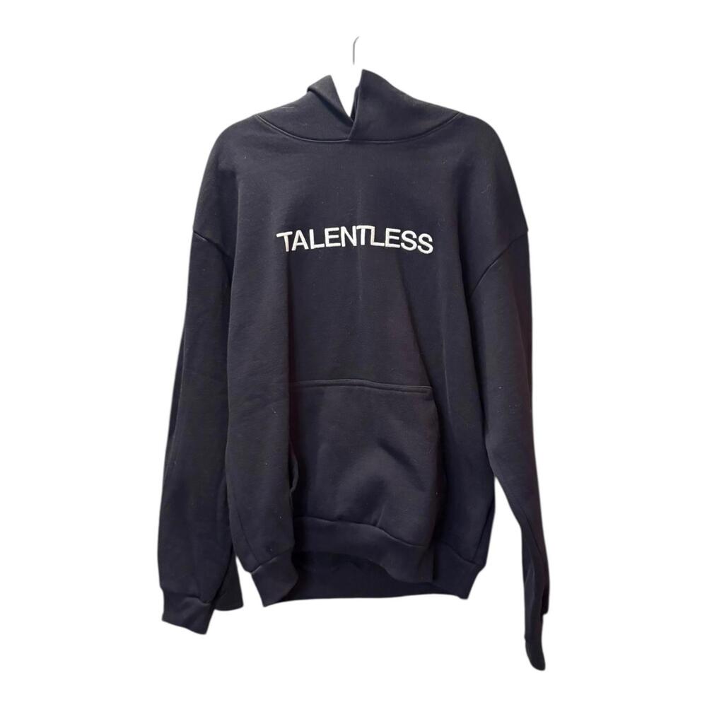 Talentless Black Cotton Hoodie with Embroidered Logo
